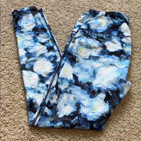 Athleta Pants - Floral Blue Leggings